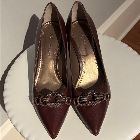 Anne Klein Brown Heels with Metal Knot Detail - Picture 2 of 5